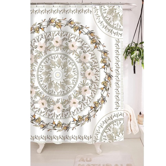 Urban Outfitters Sketched Floral Medallion Shower Curtain - Picture 1 of 7